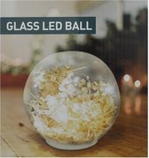 Bollamp met droogbloemen en 12 leds inclusief 3 AA batterijen | Glass Led Ball met droogbloemen | Kerstdecoratie