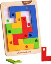 Boby Denkspel met 30 opdrachten - Montessori Speelgoed Tangram Vormen Puzzel - Houten Speelgoed Tetris Spel - Educatief Puzzel voor Ruimtelijk Inzicht