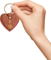 ENROUGE Key Holder Heart CARAMEL BROWN | Luxe Sleutelhanger van Echt Leer | Gepersonaliseerd met Naam of Initialen | 100% Leder | Cadeautip Inclusief Geschenkverpakking