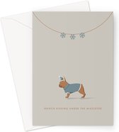 Hound & Herringbone - Sable Brindle Franse Bulldog Kerstkaart - Sable Brindle French Bulldog Festive Greeting Card