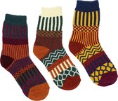 Winter sokken vintage print | set 3 paar | Multi Color | maat 36 - 40