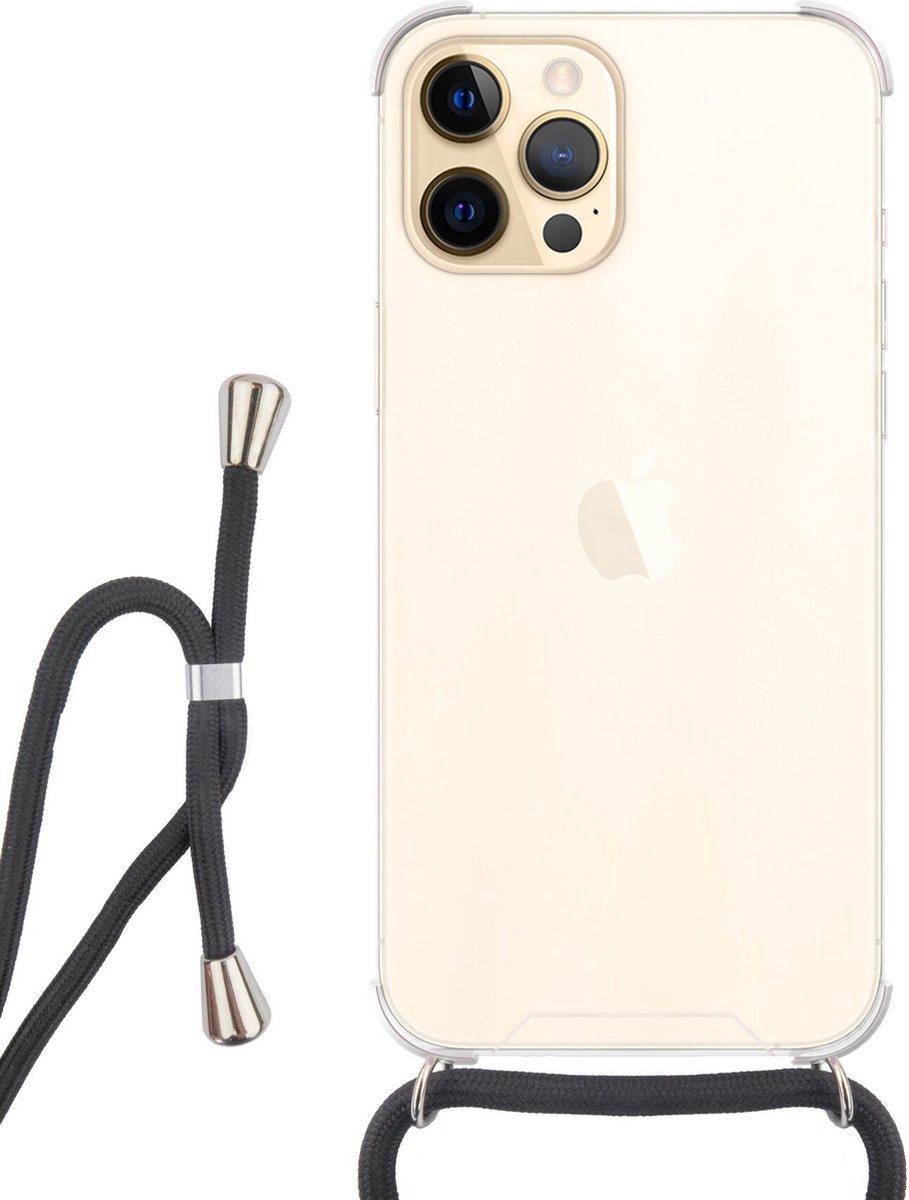 iPhone 13 Mini hoesje met koord - Schockproof ketting crossbody transparant case