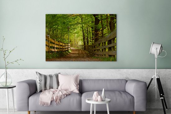 Canvas Schilderij Laantje in de zomer - 120x80 cm - Wanddecoratie