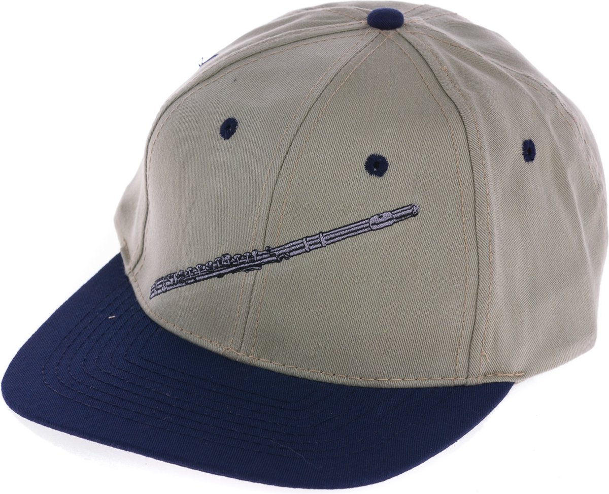 Baseball cap met geborduurde fluit, khaki/marineblauw