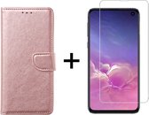 Samsung S10E Hoesje - Samsung Galaxy S10E hoesje bookcase rose goud wallet case portemonnee hoes cover hoesjes - 1x Samsung S10E screenprotector