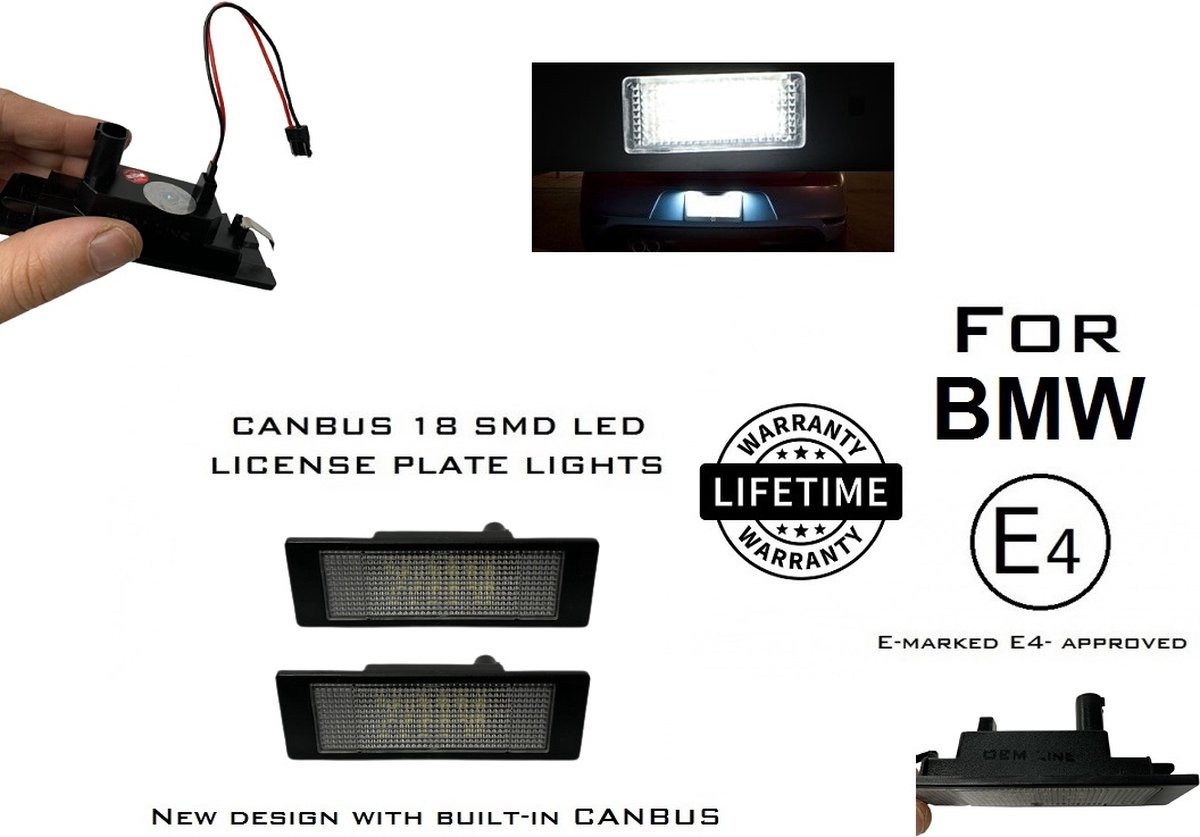 Éclairage Plaque D’immatriculation LED Pour BMW Série 1, Série 6, Z4, MINI - Remplace 63267165735 Etc. | Compatible Nombreux Modèles (E81, E87, F20, Etc.)