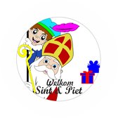 Welkom Sint en Piet rond - Raamsticker statisch folie - Gluurpiet en Gluursint - Herbruikbaar - decoratie Sinterklaas