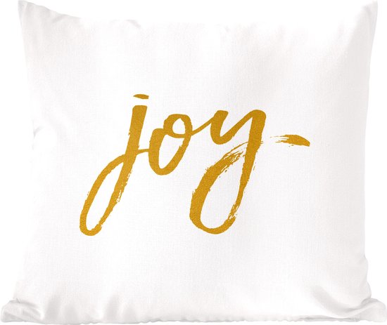 Sierkussens - Kussentjes Woonkamer - 40x40 cm - Kerst - Goud - Joy - Spreuken - Quotes - Kerstversiering - Kerstdecoratie voor binnen - Woonkamer