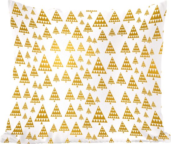 Sierkussens - Kussentjes Woonkamer - 50x50 cm - Kerstboom - Goud - Patronen - Kerstversiering - Kerstdecoratie voor binnen - Woonkamer