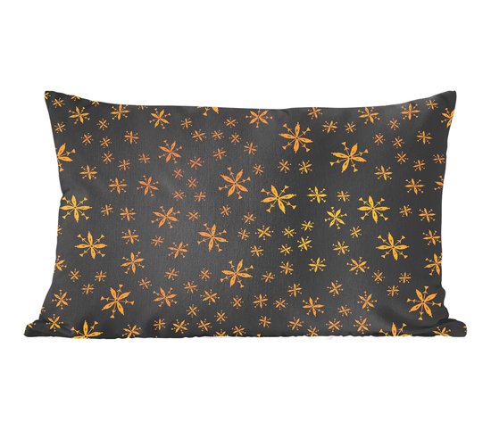 Sierkussens - Kussentjes Woonkamer - 60x40 cm - Kerst - Sneeuwvlokken - Goud - Kerstversiering - Kerstdecoratie voor binnen - Woonkamer