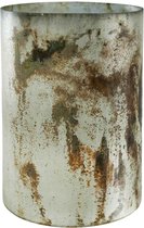 PTMD Honey Rond Windlicht - H20 x Ø15 cm - Glas - Melange bruin
