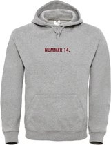 Hoodie Grijs L - nummer 14 - Bordeaux rood - soBAD. | Hoodie unisex | Hoodie man | Hoodie vrouw | Kleding | Voetbalheld | Legende | Voetbal