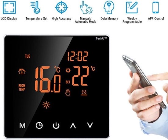 TechU™ Thermostat Limit Electric Chauffage par le sol – Zwart – Application  gratuite,... | bol.com
