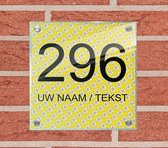 Huisnummer naambord met naam plexiglas 20x20x0,5cm modelnummer 1030 - Huisnummerbordjes, Naambordje voordeur, naamplaatje voordeur
