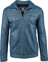 Urban 5884® - Calvin - Heren - Lams Leren Jack - Casual Jas - Blauw - Maat 4XL