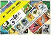 Postzegelpakket - 25 verschillende postzegels Honden en Katten