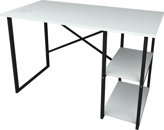 Pochon Home - Bureau met 2 Vakken - Wit - 60x120 cm - Tafel - Computerbureau - Laptoptafel - Bureautafel voor Volwassenen - Black Friday 2021