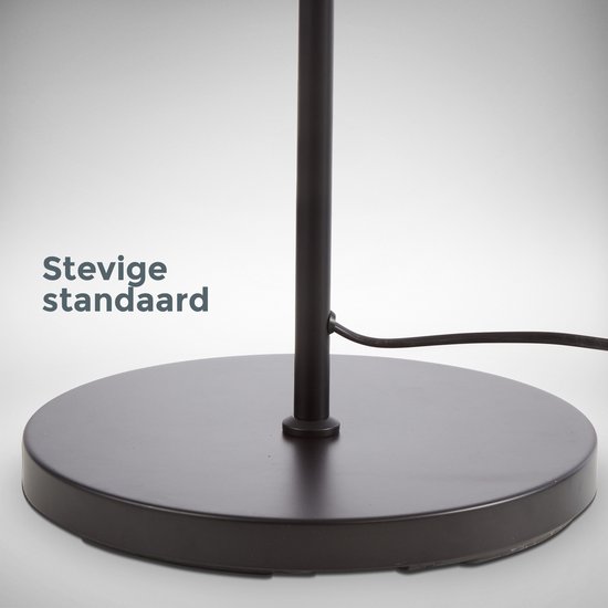 B.K.Licht - Lampadaire - noir-doré - lampadaire - abat-jour en tissu - lampe de salon - excl. 1x E27