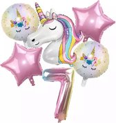 Eenhoorn ballonnen Verjaardagsfeestje Decoraties-Nummer 7-Set van 6 Stuks Unicorn