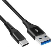 USB C laadkabel - 3.0 - USB C naar USB A kabel - Nylon gevlochten mantel - Zwart - 1.5 meter