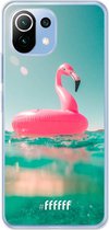 6F hoesje - geschikt voor Xiaomi Mi 11 Lite -  Transparant TPU Case - Flamingo Floaty #ffffff
