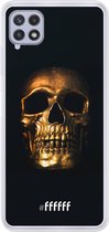 6F hoesje - geschikt voor Samsung Galaxy A22 4G -  Transparant TPU Case - Gold Skull #ffffff