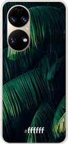 6F hoesje - geschikt voor Huawei P50 -  Transparant TPU Case - Palm Leaves Dark #ffffff