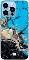 6F hoesje - geschikt voor iPhone 13 Pro - Transparant TPU Case - Blue meets Dark Marble #ffffff