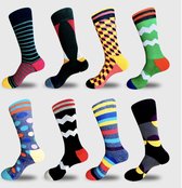 Winkrs | Sokken Set | 8 paar Leuke sokken met diverse kleuren, streepjes en figuren - Maat 36-41