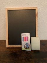 Krijtbordje met Krijtjes en Wisser - 20 x 17 cm - Krijtbord Setje voor Kinderen