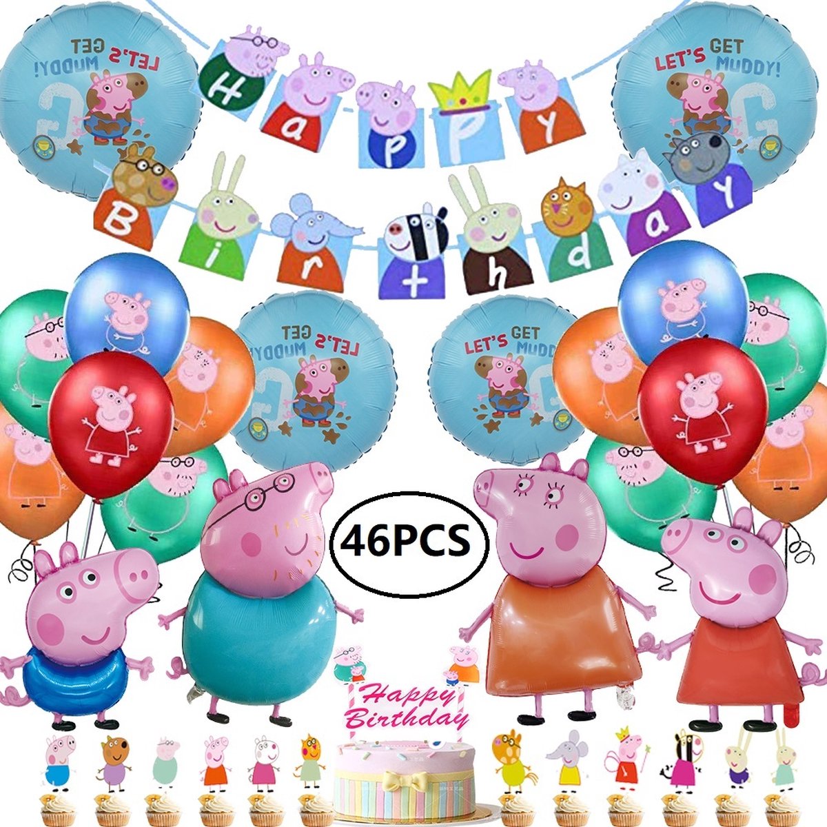 Ensemble de ballons en aluminium Peppa Pig, décoration d