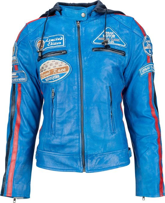 Veste moto en cuir Urban Leather Fifty Eight Femme - Bleu - Taille XL |  bol.com