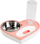 Winkrs | Voerbak en automatische water dispenser voor kat of kleine hond - Hart vorm Roze