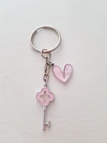 Sleutelhanger - Key to my Heart - roze - kerst - kado idee - feestdagen