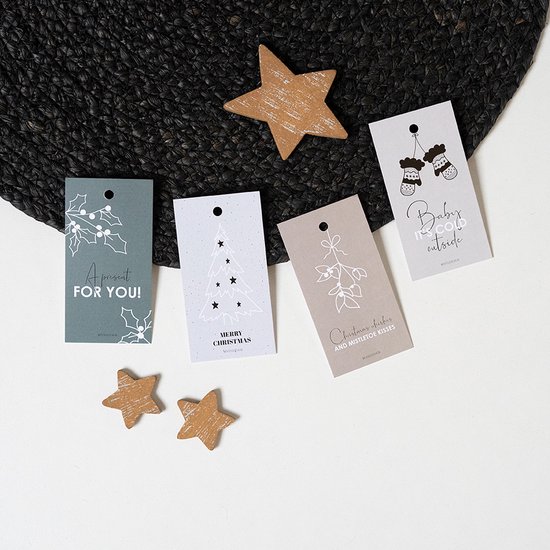 Cadeaulabels Kerst | Set 16 stuks | Mini-Cards | 85 x 55 mm | Inpakken | Kerstmis | MOODZ design