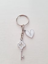 Sleutelhanger - Key to my Heart - wit - kado idee - kerst - feestdagen