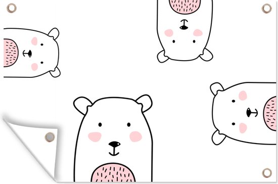 Muurdecoratie Beer - Kinderen - Dieren - 180x120 cm - Tuinposter - Tuindoek