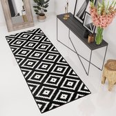 Tapiso Maroko Tapijt Loper Zwart Wit Modern Woonkamer Slaapkamer Hal Maat - 80x900