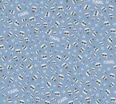 AS Creation Karl Lagerfeld - Icoontjes behang - Ontwerp "Ikonik" - blauw zwart wit beige - 1005 x 53 cm