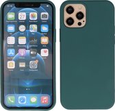 Hoogwaardige Siliconen back cover case - Geschikt voor iPhone 13 Pro  - TPU hoesje Groen (Past Alleen 13 Pro)
