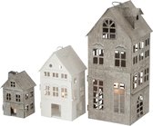 Boltze Home Lantaarn huismodel metaal set a 3 stuks