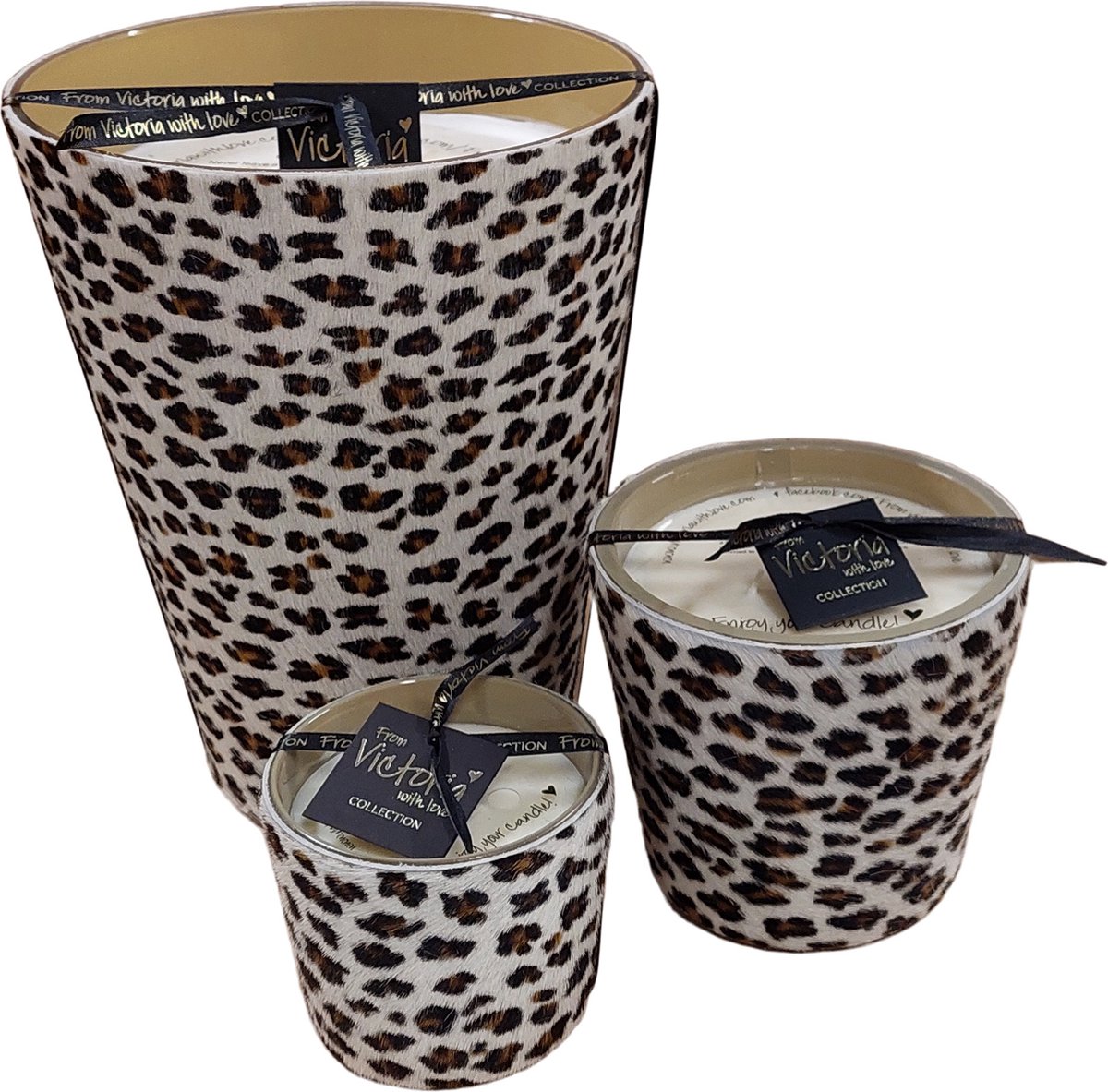 Victoria with Love kaars Leopard brown XL- Kaars- Geurkaars