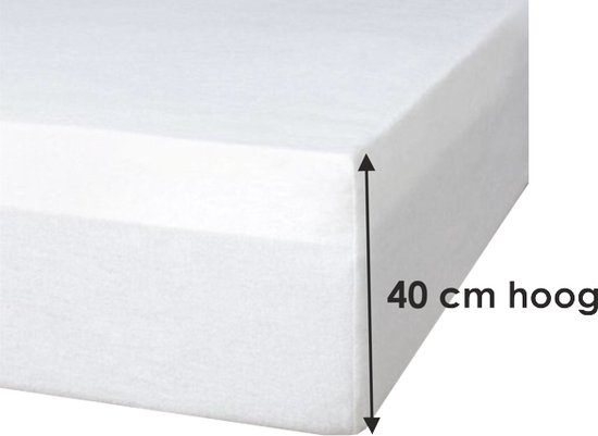 Drap housse Boxspring Molton - 100% coton - extra haut 40 cm - 80x210 cm - blanc