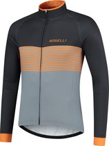 Rogelli Boost Wielershirt Lange Mouwen - Fietsshirt Heren - Grijs/Zwart/Oranje - Maat 3XL