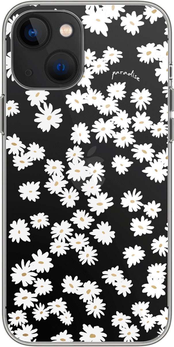 Paradise Amsterdam 'Daisy Dreams' Clear Case - iPhone 13 doorzichtig telefoonhoesje met bloemen madeliefjes tropische print