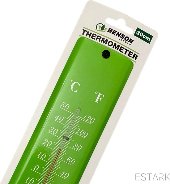Nature Thermomètre mural métallique Vert