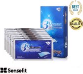 Sensefit - Teeth Whitening Strips 14 Stuks - Tandenbleekset voor Wittere Tanden - Tandenbleek Strips - Zonder Peroxide (0%) - 100% veilig - Set van 14 Strips - Tanden bleken - Stra