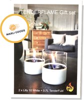 Marli Goods - Tenderflame - Giftset: 2X Tenderflame (sfeerlicht) + 0,7L TenderFuel - Wit