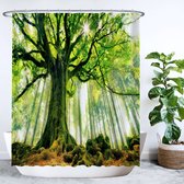Rideau de douche Ulticool - Tree Power Nature Light Forest - 180 x 200 cm - avec 12 anneaux