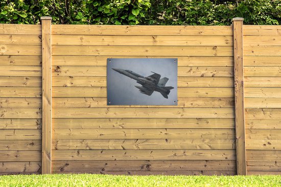 Posters de jardin extérieur Avion - Avion de chasse - Camouflage - 90x60 cm - Toile jardin - Affiche extérieur